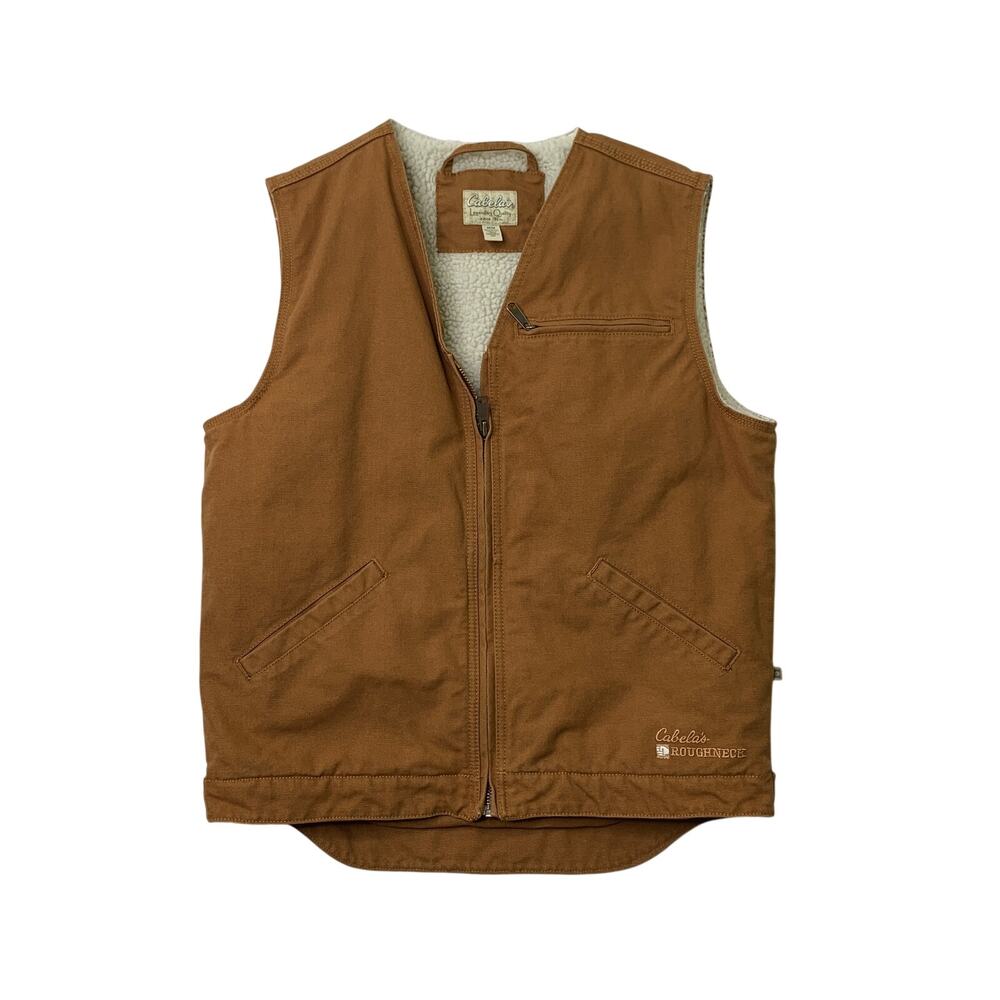 Cabelas Vest Mens M Medium Cotton Canvas Roughneck Sherpa Lined Rugged Outdoor